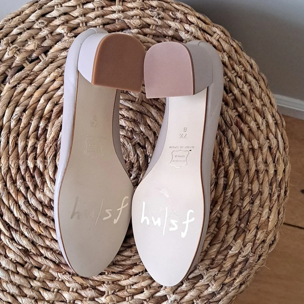 NWOT French Sole‎ FS/NY Womens Wave Beige/Nude Leather Pump Heels S-7.5